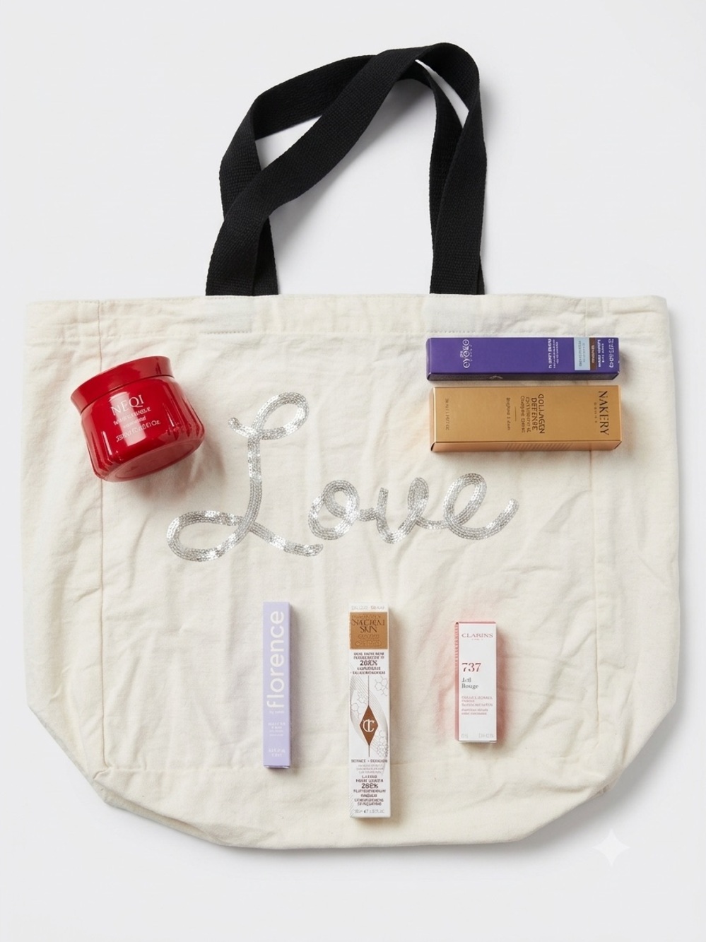 NEW! Beauty Bundle Bag in Sequin Love Tote